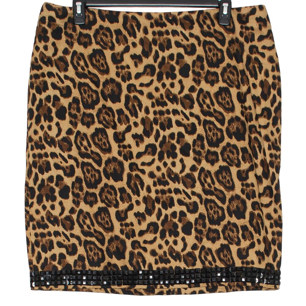 NWT Newport News Skirt Leopard Embellished Y2K Grunge Statement Bold Club 18W